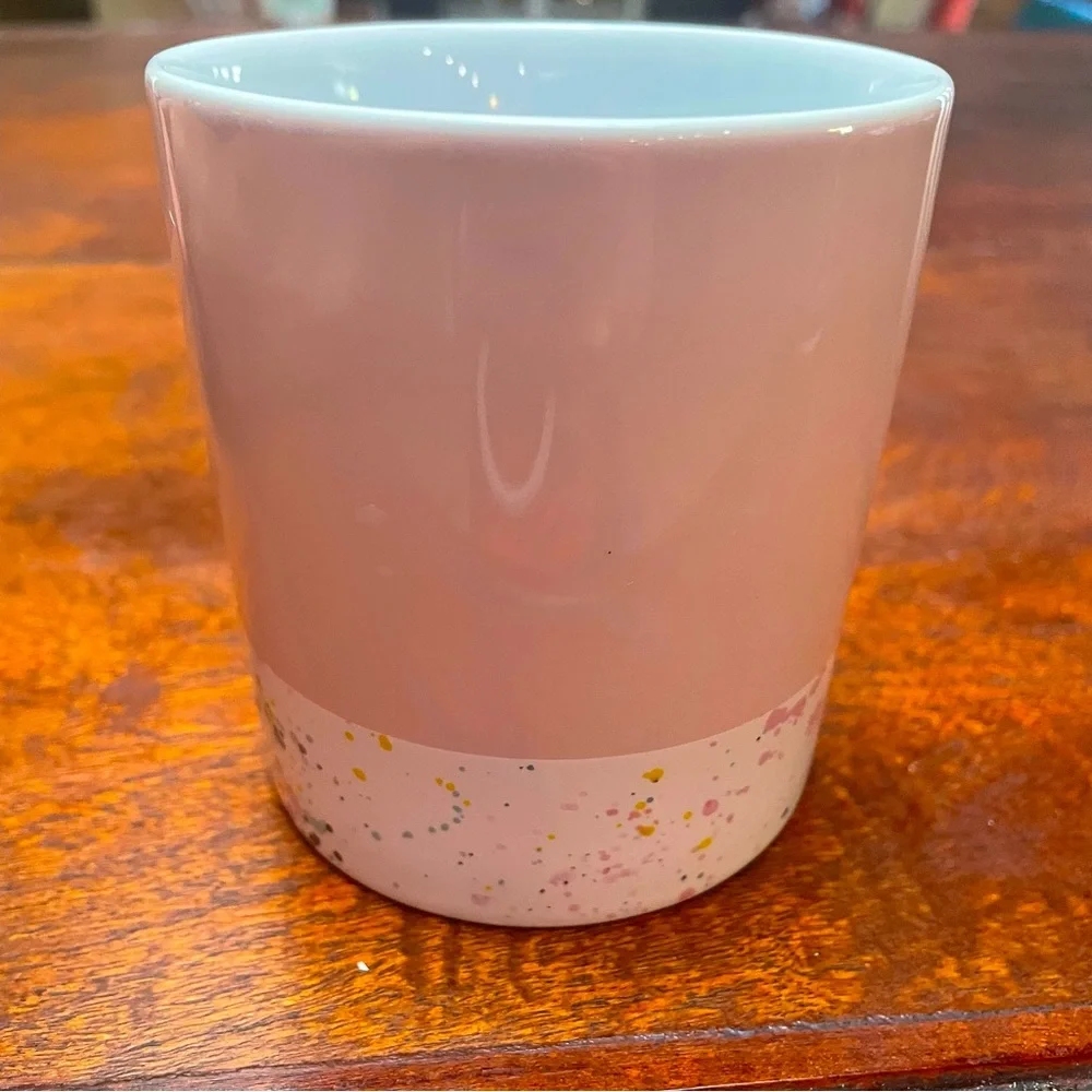 Starbucks 2017 Pink with Speckled White Bottom Band Coffee Mug 12oz